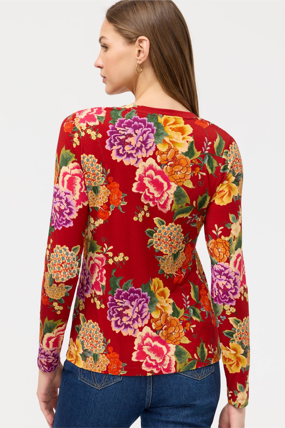 JANIE FAVORITE LONG SLEEVE V-NECK FITTED-RYUU FLOWER-JOHNNY WAS