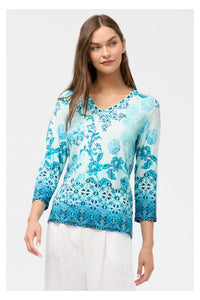 JANIE FAVORITE 3/4 SLEEVE V-NECK-VITTORIA SCARF-JOHNNY WAS