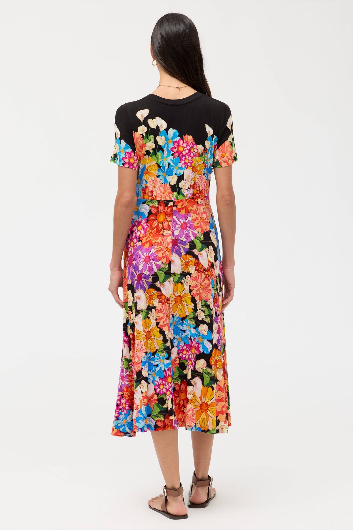 THE JANIE FAV V-NECK TEE DRESS-GERBERA-JOHNNY WAS