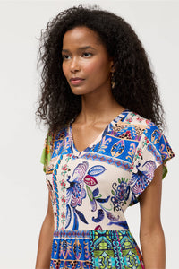 THE JANIE FAV TIER TEA V-NECK DRESS-ARMERIA SCARF PRINT-JOHNNY WAS