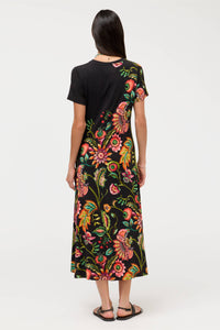 THE JANIE FAV V-NECK CAP SLEEVE DRESS-VALLEY OF THE FLEURS-JOHNNY WAS