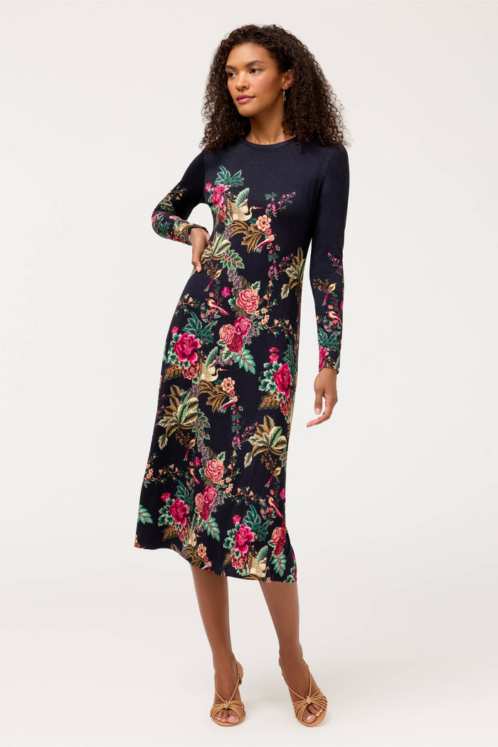 JANIE FAV LONG SLEEVE MIDI DRESS-LYRATA-JOHNNY WAS