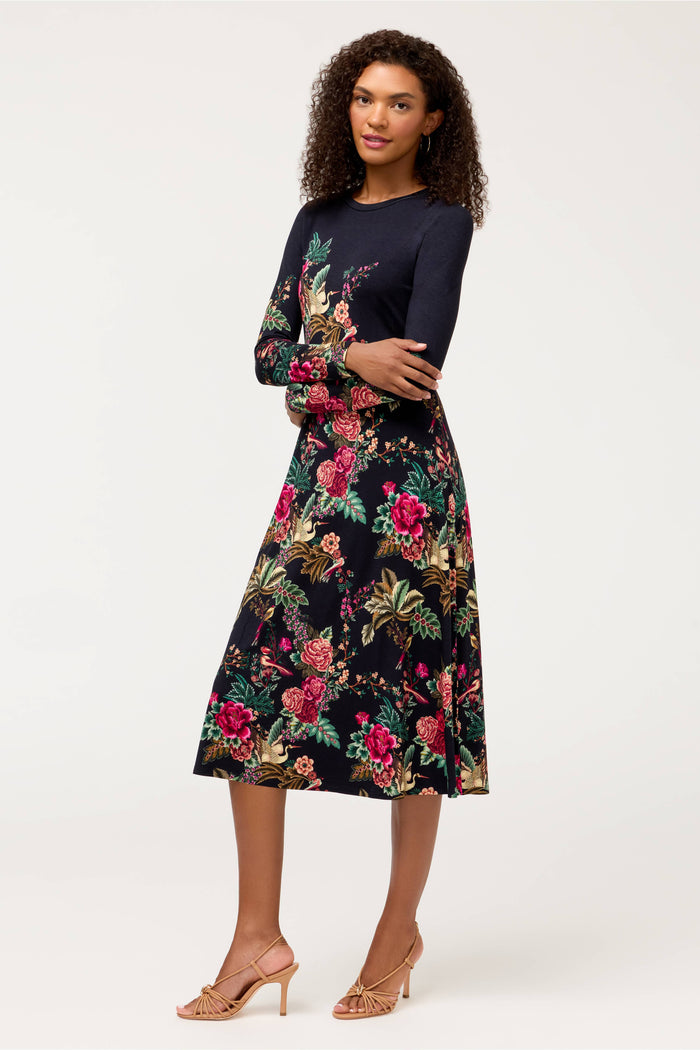 JANIE FAV LONG SLEEVE MIDI DRESS-LYRATA-JOHNNY WAS