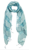 HAND WOVEN SILK PANEL SCARF/SHAWL-BLUE PACIFIC