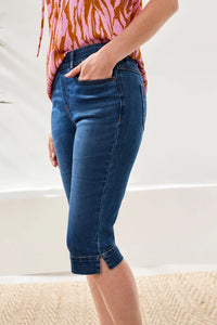 AUDREY BOUNDLESS PULL ON PEDAL PUSHER JEAN-FADED BLUE-TRIBAL