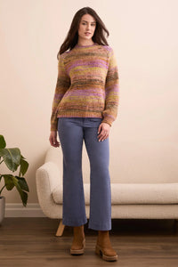 BOUCLE YARN DYE MOCK NECK SWEATER-CAMEO-TRIBAL