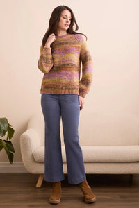 BOUCLE YARN DYE MOCK NECK SWEATER-CAMEO-TRIBAL