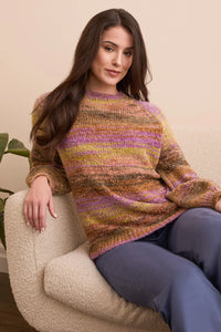 BOUCLE YARN DYE MOCK NECK SWEATER-CAMEO-TRIBAL