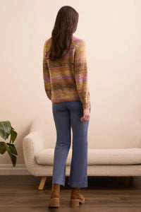 BOUCLE YARN DYE MOCK NECK SWEATER-CAMEO-TRIBAL