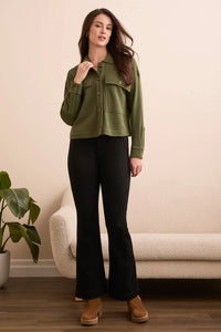 BRUSHED WAFFLE KNIT SHACKET-HEATHER SPRUCE-TRIBAL