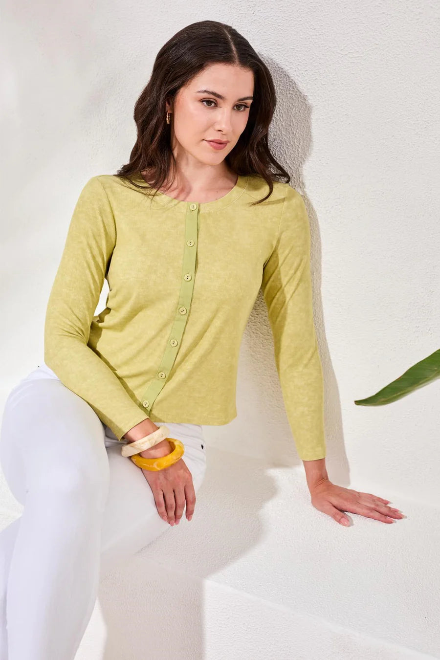 BUTTON FRONT KNIT TOP/ CARDI-KIWIZEST-TRIBAL