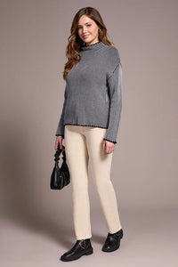 COMBED COTTON TWO TONE RIB SWEATER-GREY MIX-TRIBAL