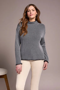 COMBED COTTON TWO TONE RIB SWEATER-GREY MIX-TRIBAL