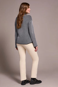 COMBED COTTON TWO TONE RIB SWEATER-GREY MIX-TRIBAL