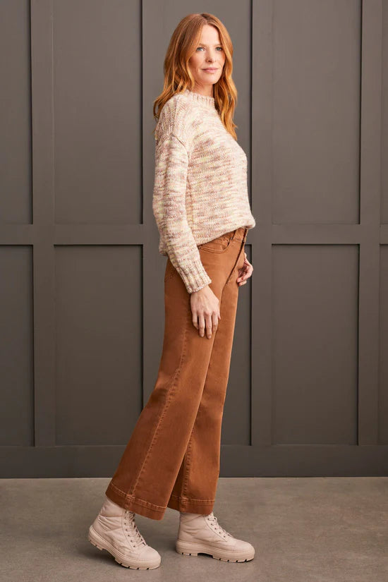 COMFORT STRETCH WIDE LEG PANT-WALNUT-TRIBAL