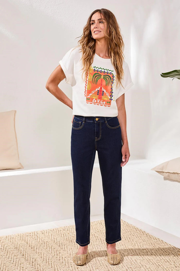 COMFORT STRETCH SOPHIA STRAIGHT DENIM-RINSE-TRIBAL