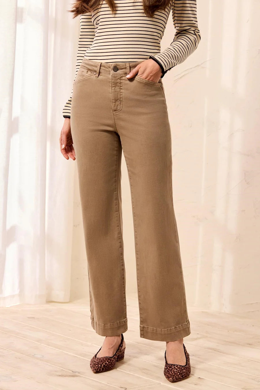 COMFORT STRETCH WIDE LEG PANT-FOSSIL-TRIBAL