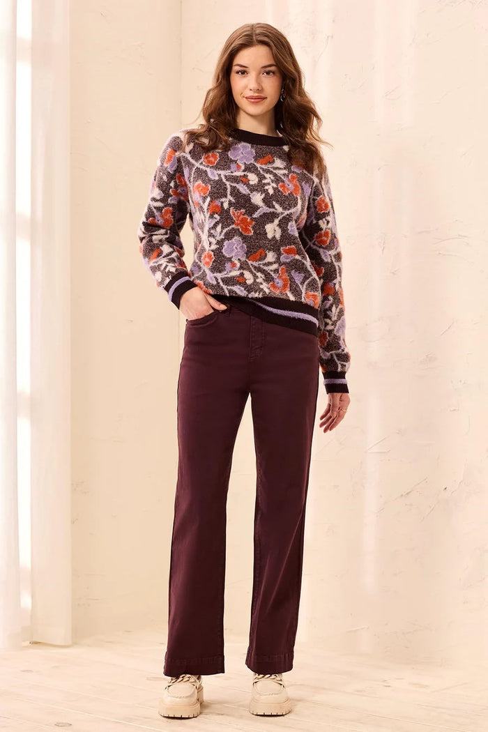 COMFORT STRETCH WIDE LEG PANT-FUDGE-TRIBAL