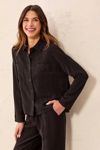 CRINKLE LYOCELL LONG SLEEVE SHIRT-BLACK-TRIBAL