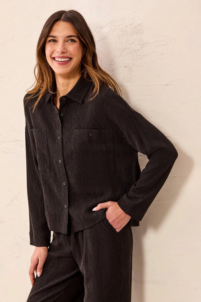 CRINKLE LYOCELL LONG SLEEVE SHIRT-BLACK-TRIBAL