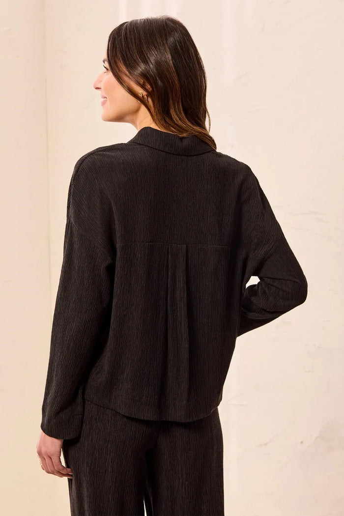 CRINKLE LYOCELL LONG SLEEVE SHIRT-BLACK-TRIBAL