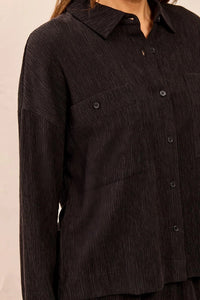 CRINKLE LYOCELL LONG SLEEVE SHIRT-BLACK-TRIBAL