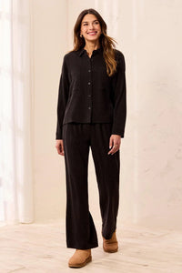CRINKLE LYOCELL LONG SLEEVE SHIRT-BLACK-TRIBAL