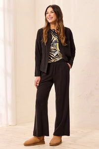 CRINKLE LYOCELL PULL-ON FLOWY WIDE LEG PANT-BLACK-TRIBAL