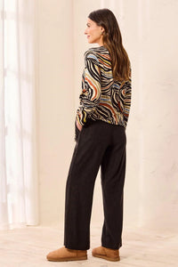 CRINKLE LYOCELL PULL-ON FLOWY WIDE LEG PANT-BLACK-TRIBAL
