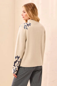DOUBLE KNIT FUNNEL NECK SWEATER-MOONSTONE-TRIBAL