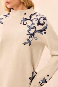 DOUBLE KNIT FUNNEL NECK SWEATER-MOONSTONE-TRIBAL