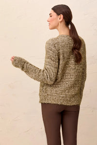 EYELASH YARN BUTTON CARDIGAN SWEATER-BASIL-TRIBAL