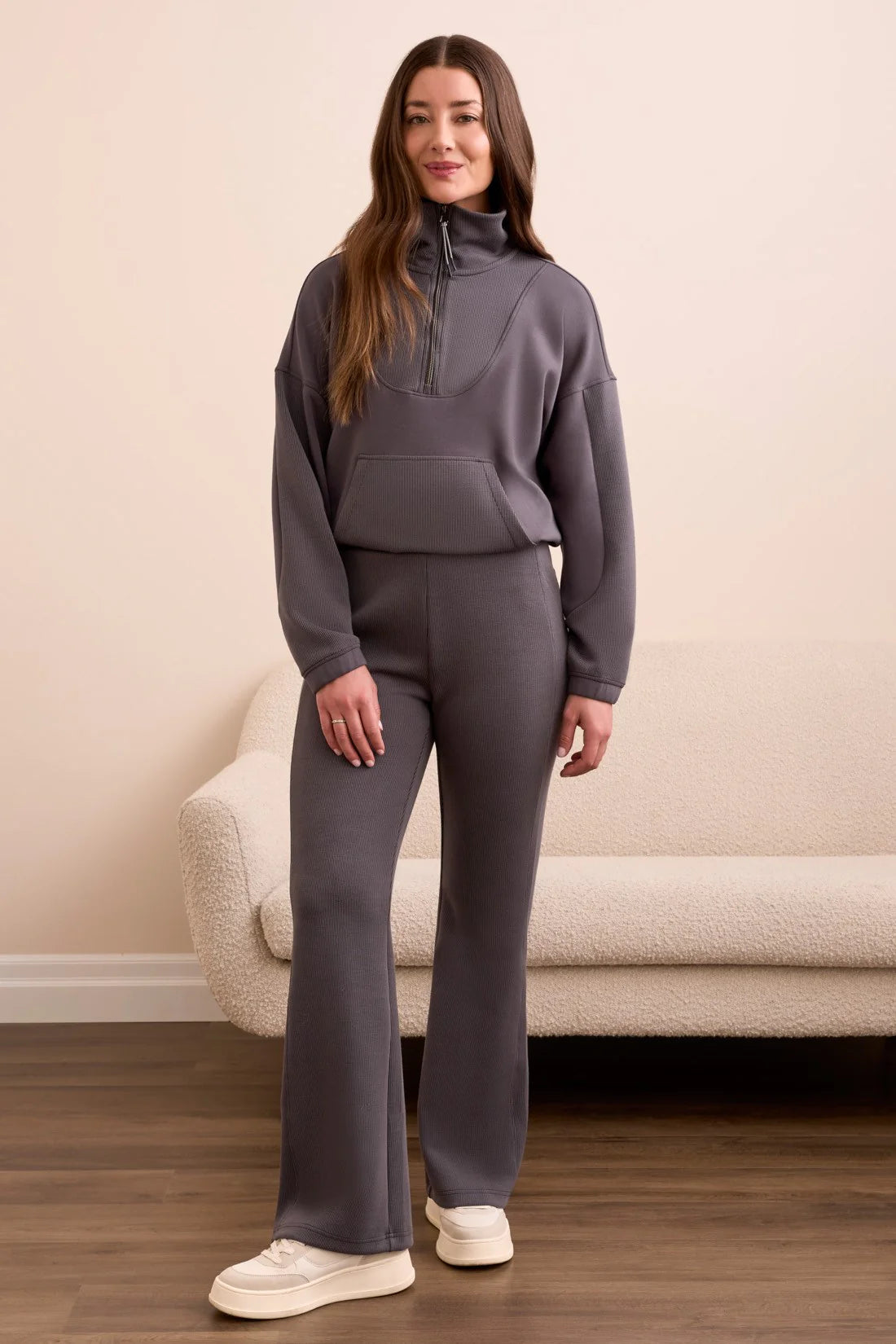 TECHNO LUX ZIP MOCK NECK-CHARCOAL-TRIBAL