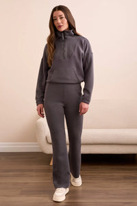 FANCY RIB PULL-ON FLARE PANT-CHARCOAL-TRIBAL