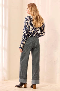 LIGHTWEIGHT STRIPE WIDE LEG PANT-SAPPHIRE-TRIBAL
