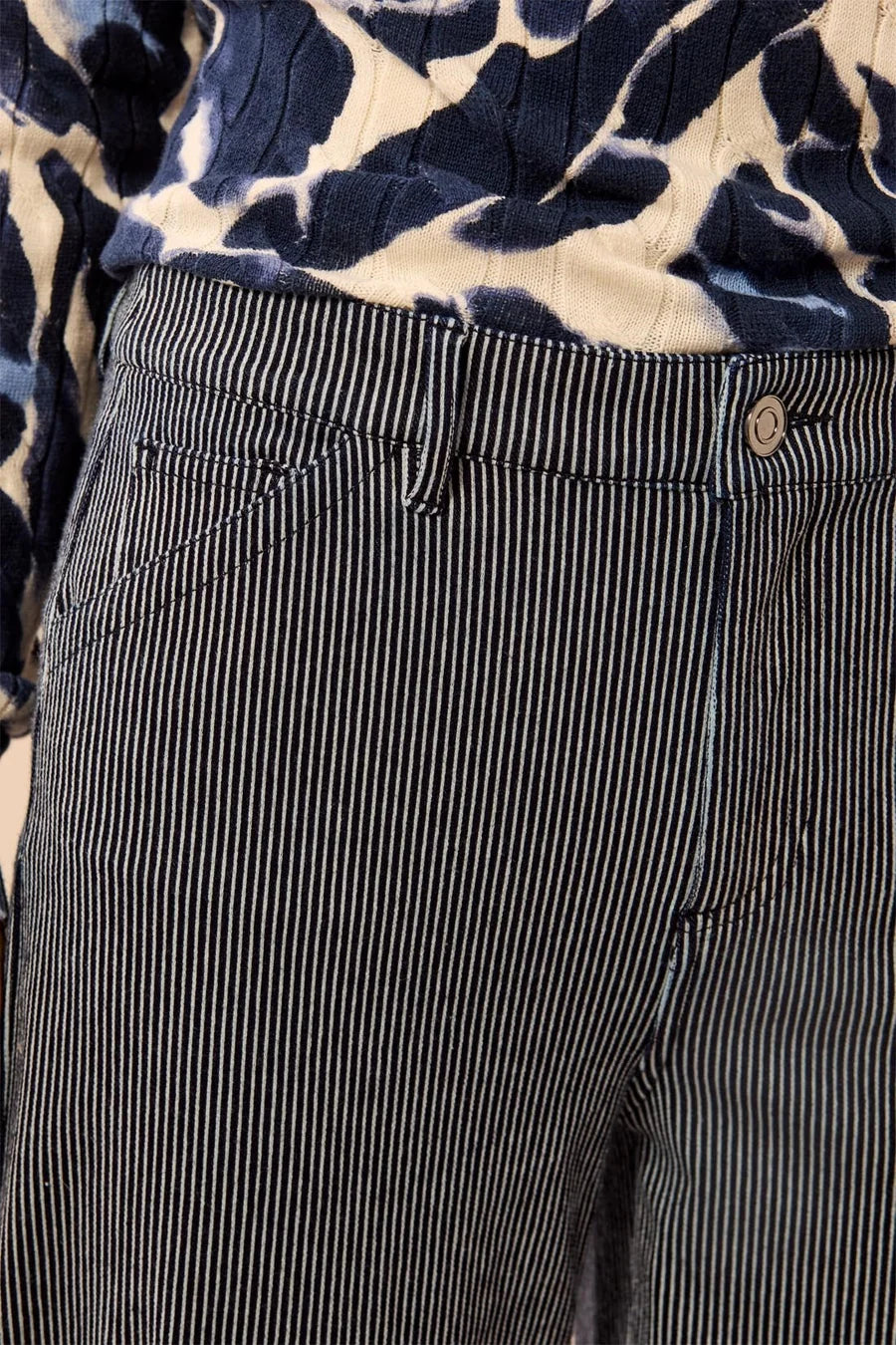 LIGHTWEIGHT STRIPE WIDE LEG PANT-SAPPHIRE-TRIBAL