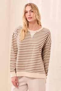 LONG SLEEVE STRIPE CREW-FOSSIL-TRIBAL