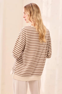LONG SLEEVE STRIPE CREW-FOSSIL-TRIBAL