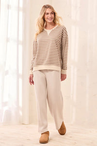LONG SLEEVE STRIPE CREW-FOSSIL-TRIBAL