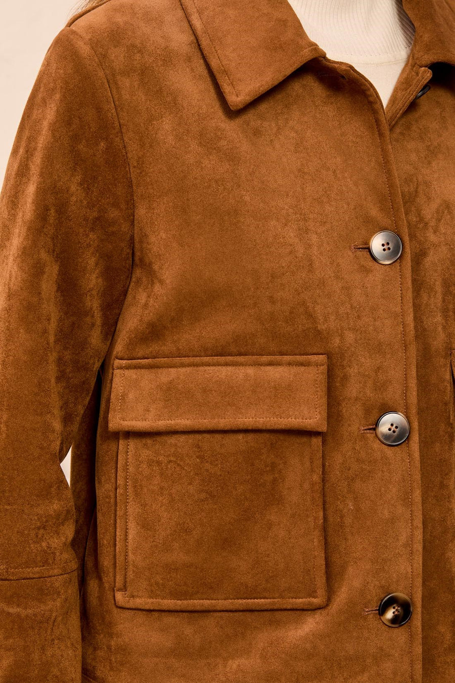 LUX FAUX SUEDE BUTTON FRONT JACKET-TRIBAL