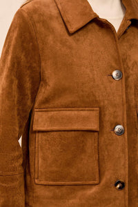 LUX FAUX SUEDE BUTTON FRONT JACKET-TRIBAL