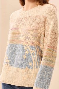 NOVELTY KNIT EMBROIDERED SWEATER-TRIBAL