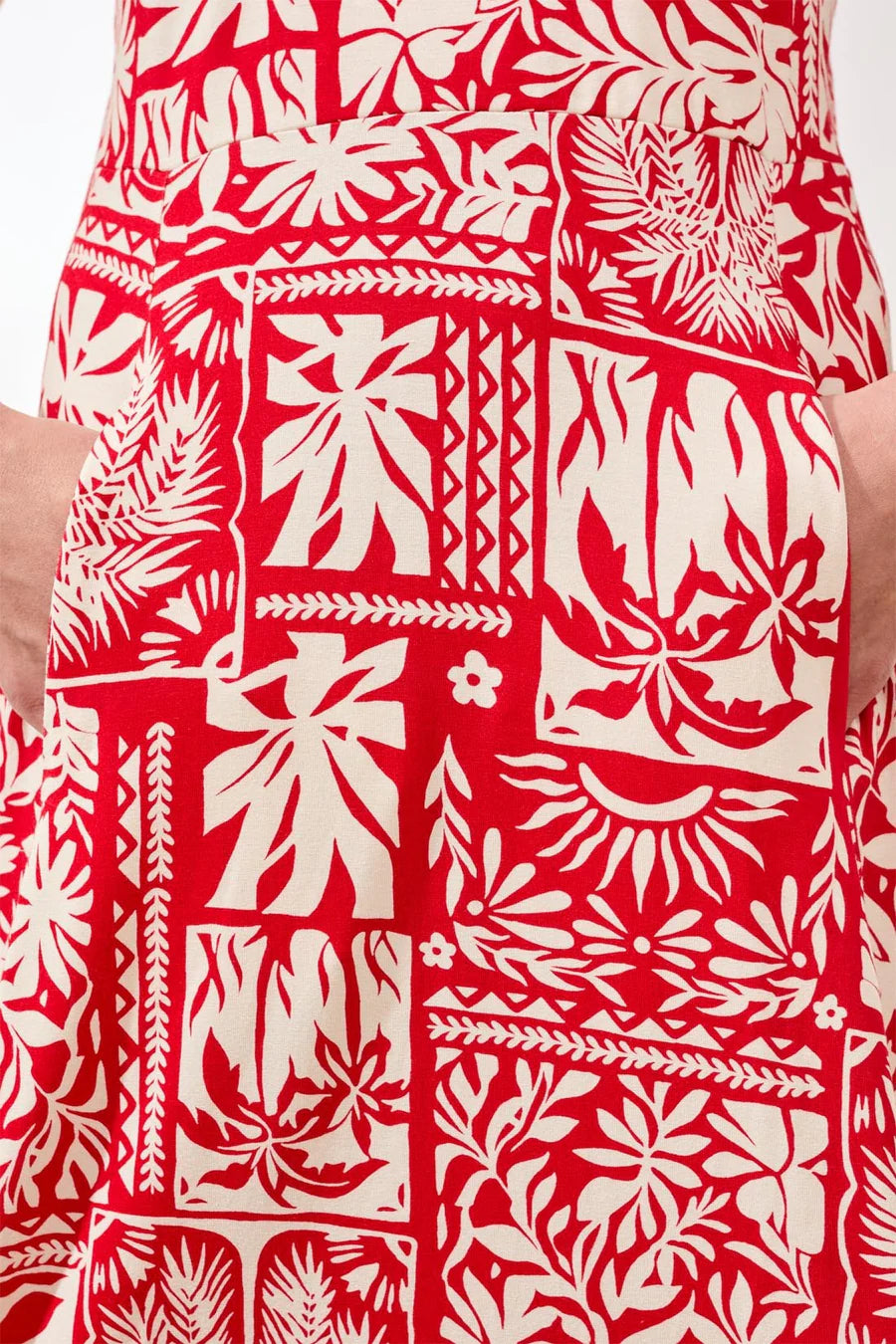 SLEEVELESS PRINT JERSY V-NECK DRESS-TRIBAL
