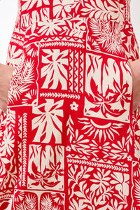 SLEEVELESS PRINT JERSY V-NECK DRESS-TRIBAL
