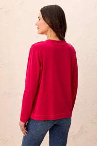 SLUB KNIT LONG SLEEVE V-NECK TEE-JAZZY-TRIBAL