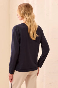 SLUB KNIT LONG SLEEVE V-NECK TEE-SAPPHIRE-TRIBAL