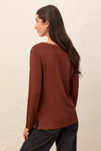 SOFT FRENCH TERRY L/S SCOOP TEE-RUSTIC BROWN-TRIBAL