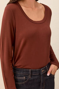SOFT FRENCH TERRY L/S SCOOP TEE-RUSTIC BROWN-TRIBAL