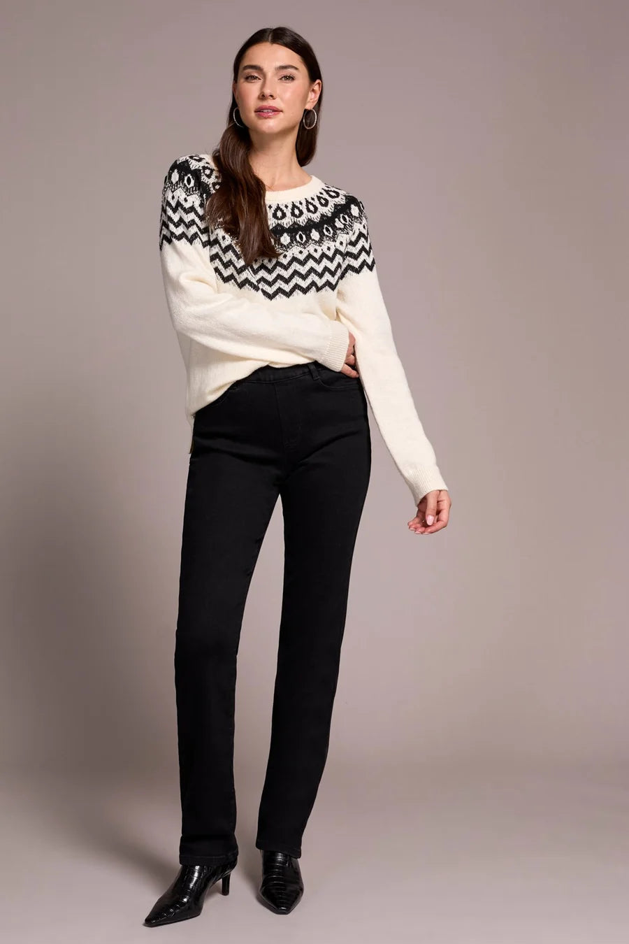 SOPHIA PULL ON STRAIGHT LEG BOUNDLESS STRETCH DENIM-BLACK-TRIBAL