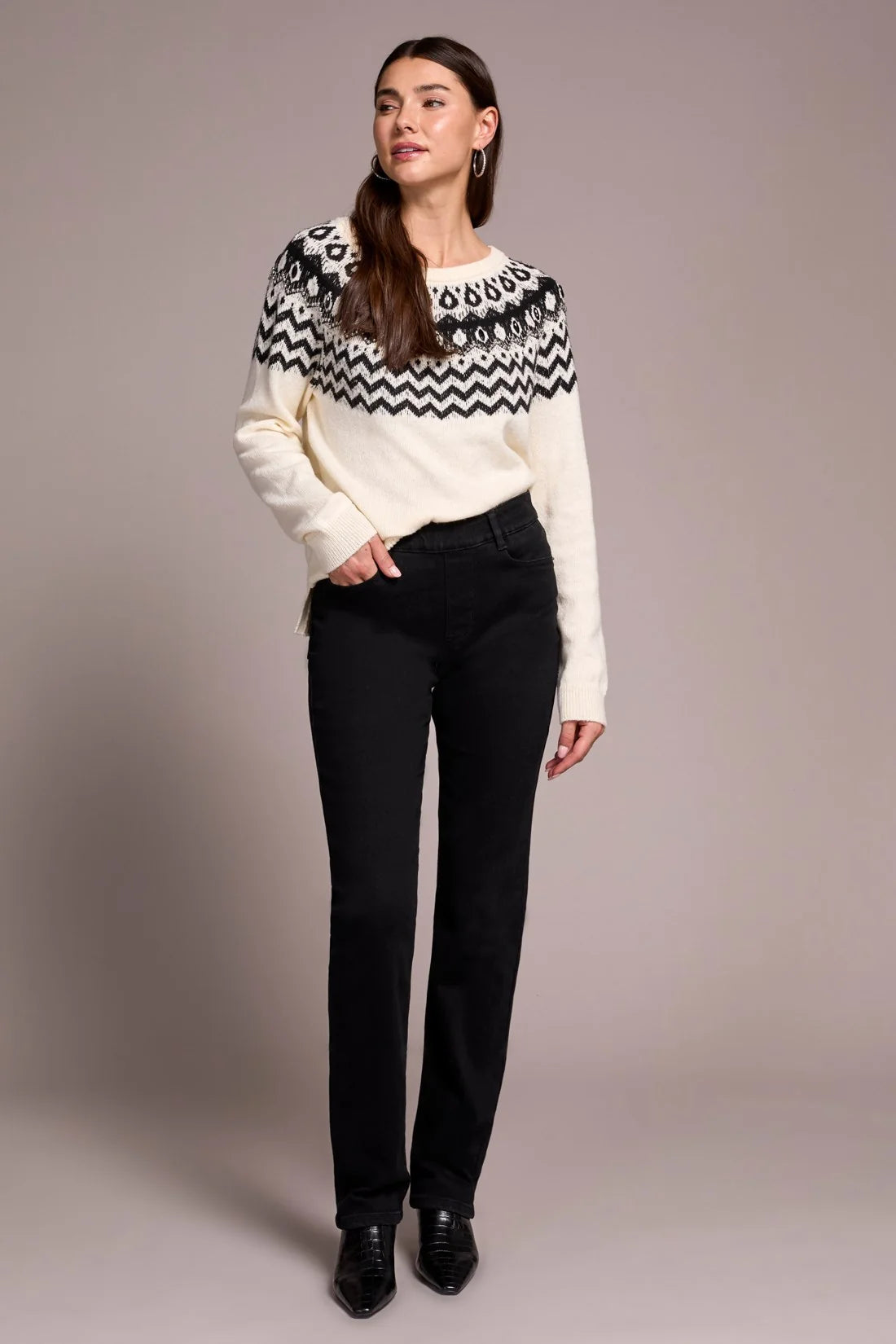 SOPHIA PULL ON STRAIGHT LEG BOUNDLESS STRETCH DENIM-BLACK-TRIBAL